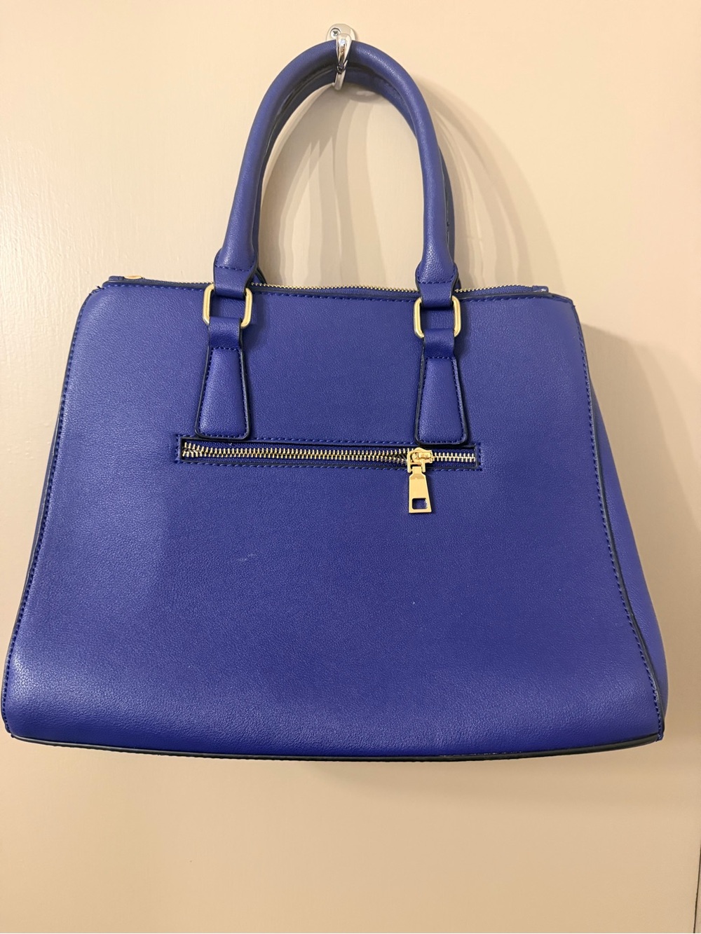 Royal Blue Faux Leather Shoulder Bag